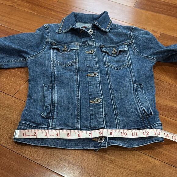 AG Adriano Goldschmied EMILY Women's Blue Denim Jean Jacket Med Wash Size S - Picture 12 of 12